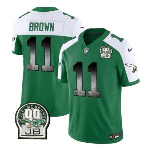 Men Philadelphia Eagles #11 A. J. Brown Green/White 2023 F.U.S.E. Throwback Vapor Untouchable Limited Football Stitched Jersey