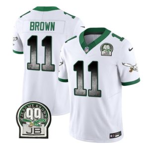 Men Philadelphia Eagles #11 A. J. Brown White 2023 F.U.S.E. Throwback Vapor Untouchable Limited Football Stitched Jersey