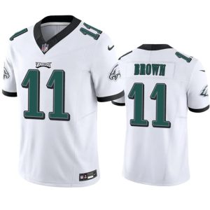 Men Philadelphia Eagles #11 A. J. Brown White 2023 F.U.S.E. Vapor Untouchable Stitched Football Jersey