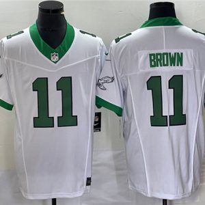 Men Philadelphia Eagles #11 A. J. Brown White 2023 F.U.S.E. Vapor Untouchable Stitched Football Jersey