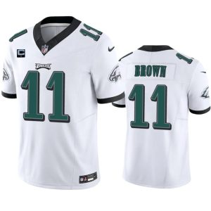 Men Philadelphia Eagles #11 A. J. Brown White 2023 F.U.S.E. With 1-Star C Patch Vapor Untouchable Limited Football Stitched Jersey