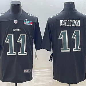 Men Philadelphia Eagles #11 A.J. Brown Black Green Super Bowl LVII Patch Vapor Untouchable Limited Stitched Jersey