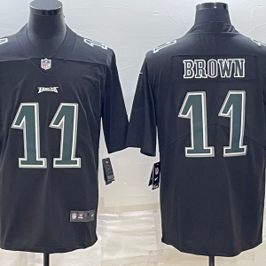 Men Philadelphia Eagles #11 A.J. Brown Black Green Vapor Untouchable Limited Stitched Jersey