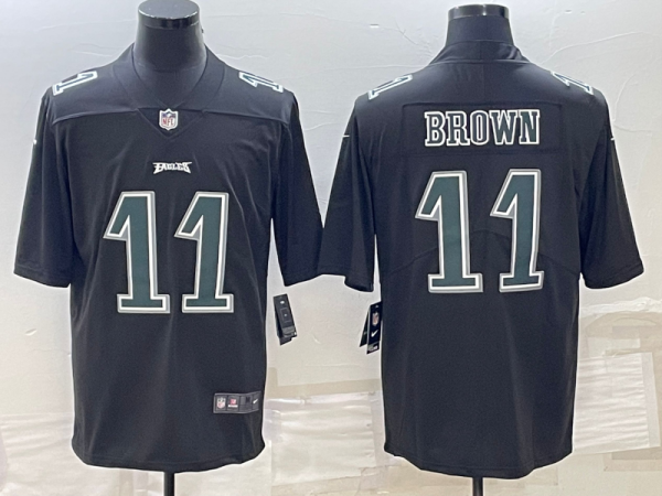 Men Philadelphia Eagles #11 A.J. Brown Black Green Vapor Untouchable Limited Stitched Jersey