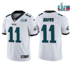 Men Philadelphia Eagles #11 A.J. Brown White Super Bowl LVII Patch Vapor Untouchable Limited Stitched Jersey