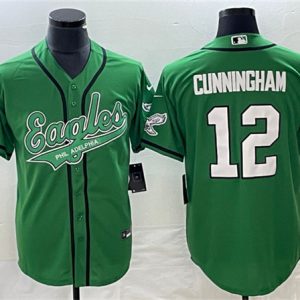 Men Philadelphia Eagles #12 Randall Cunningham Green Cool Base Stitched Baseball Jersey