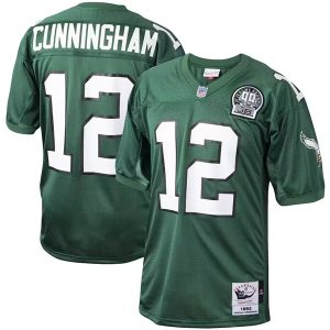 Men Philadelphia Eagles #12 Randall Cunningham Kelly Green 1992 Throwback Football Stitched Jersey