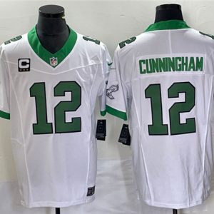 Men Philadelphia Eagles #12 Randall Cunningham White 2023 F.U.S.E. With C Patch Vapor Untouchable Stitched Football Jersey