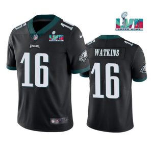 Men Philadelphia Eagles #16 Quez Watkins Black Super Bowl LVII Vapor Untouchable Limited Stitched Jersey