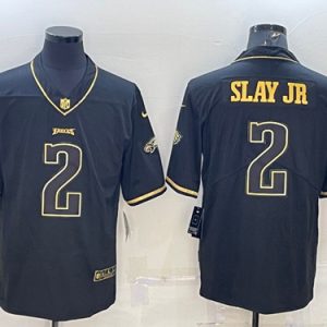 Men Philadelphia Eagles #2 Darius Slay JR Black Gold Vapor Untouchable Limited Stitched Jersey