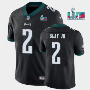 Men Philadelphia Eagles #2 Darius Slay JR Black Super Bowl LVII Patch Vapor Untouchable Limited Stitched Jersey