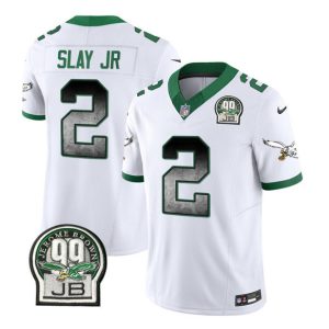 Men Philadelphia Eagles #2 Darius Slay JR White 2023 F.U.S.E. Throwback Vapor Untouchable Limited Football Stitched Jersey