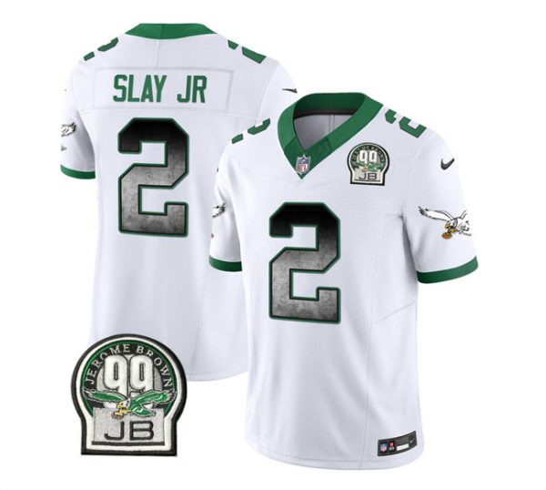 Men Philadelphia Eagles #2 Darius Slay JR White 2023 F.U.S.E. Throwback Vapor Untouchable Limited Football Stitched Jersey