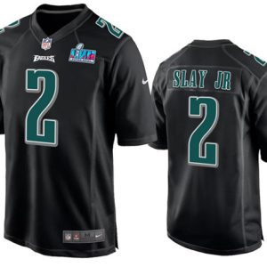 Men Philadelphia Eagles #2 Darius Slay Jr. Black Super Bowl LVII Patch Stitched Game Jersey