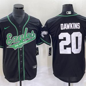 Men Philadelphia Eagles #20 Brian Dawkins Black Cool Base Stitched Baseball Jersey