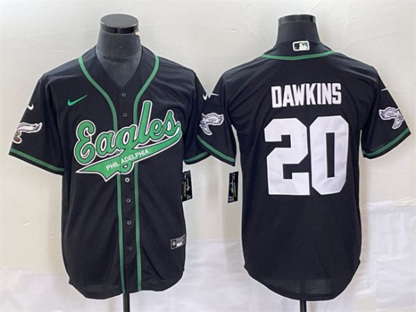 Men Philadelphia Eagles #20 Brian Dawkins Black Cool Base Stitched Baseball Jersey