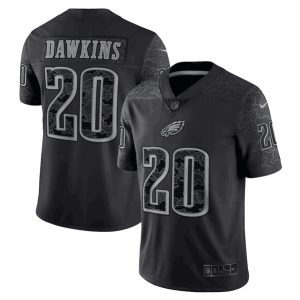 Men Philadelphia Eagles #20 Brian Dawkins Black Reflective Limited Stitched Football Jersey