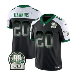 Men Philadelphia Eagles #20 Brian Dawkins Black/White 2023 F.U.S.E. Throwback Vapor Untouchable Limited Football Stitched Jersey