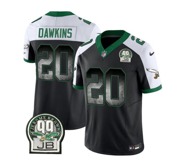 Men Philadelphia Eagles #20 Brian Dawkins Black/White 2023 F.U.S.E. Throwback Vapor Untouchable Limited Football Stitched Jersey