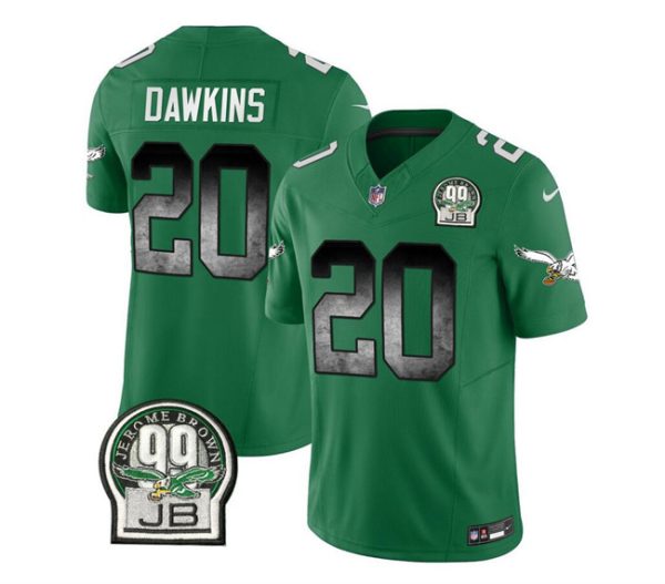 Men Philadelphia Eagles #20 Brian Dawkins Green 2023 F.U.S.E. Throwback Vapor Untouchable Limited Football Stitched Jersey