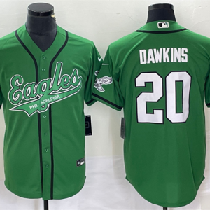 Men Philadelphia Eagles #20 Brian Dawkins Green Cool Base Stitched Baseball Jersey