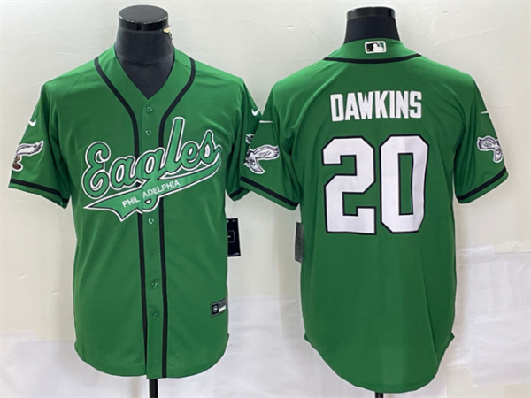 Men Philadelphia Eagles #20 Brian Dawkins Green Cool Base Stitched Baseball Jersey