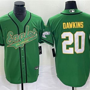 Men Philadelphia Eagles #20 Brian Dawkins Green Gold Cool Base Baseball Stitched Jersey