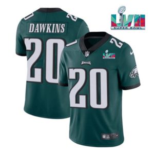 Men Philadelphia Eagles #20 Brian Dawkins Green Super Bowl LVII Patch Vapor Untouchable Limited Stitched Jersey