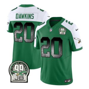 Men Philadelphia Eagles #20 Brian Dawkins Green/White 2023 F.U.S.E. Throwback Vapor Untouchable Limited Football Stitched Jersey