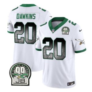 Men Philadelphia Eagles #20 Brian Dawkins White 2023 F.U.S.E. Throwback Vapor Untouchable Limited Football Stitched Jersey