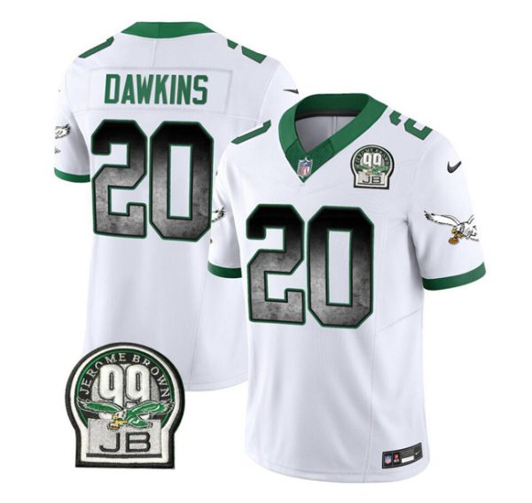 Men Philadelphia Eagles #20 Brian Dawkins White 2023 F.U.S.E. Throwback Vapor Untouchable Limited Football Stitched Jersey