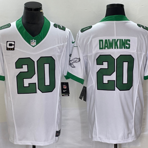 Men Philadelphia Eagles #20 Brian Dawkins White 2023 F.U.S.E. With C Patch Vapor Untouchable Stitched Football Jersey