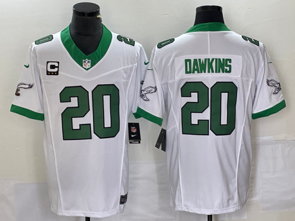 Men Philadelphia Eagles #20 Brian Dawkins White 2023 F.U.S.E. With C Patch Vapor Untouchable Stitched Football Jersey