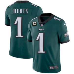 Men Philadelphia Eagles 2022 #1 Jalen Hurts Green With 2-star C Patch Vapor Untouchable Limited Stitched NFL Jersey