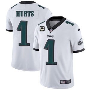 Men Philadelphia Eagles 2022 #1 Jalen Hurts White With 2-star C Patch Vapor Untouchable Limited Stitched NFL Jersey