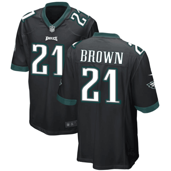 Men Philadelphia Eagles #21 Sydney Brown Black Stitched Game Jersey