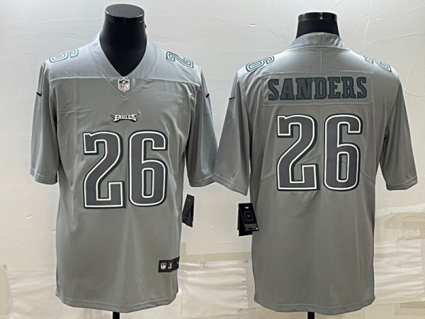 Men Philadelphia Eagles #26 Miles Sanders Gray Atmosphere Fashion Stitched Jersey