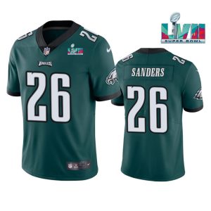 Men Philadelphia Eagles #26 Miles Sanders Green Super Bowl LVII Patch Vapor Untouchable Limited Stitched Jersey