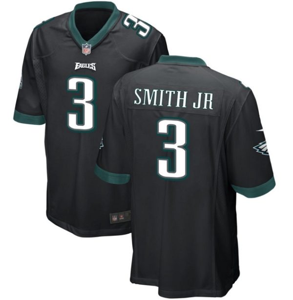 Men Philadelphia Eagles #3 Nolan Smith JR Black 2023 Draft Football Stitched Game Jersey