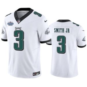 Men Philadelphia Eagles #3 Nolan Smith JR White 2023 F.U.S.E. Prem1ere Patch Vapor Untouchable Football Stitched Jersey