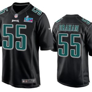 Men Philadelphia Eagles #55 Brandon Graham Black Super Bowl LVII Patch Stitched Game Jersey