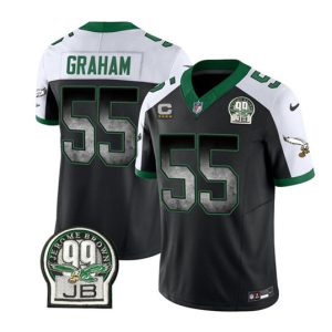 Men Philadelphia Eagles #55 Brandon Graham Black/White 2023 F.U.S.E. With 4-star C Patch Throwback Vapor Untouchable Limited Football Stitched Jersey