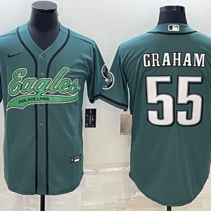 Men Philadelphia Eagles #55 Brandon Graham Green With Patch Cool Base Stitched Baseball Jersey