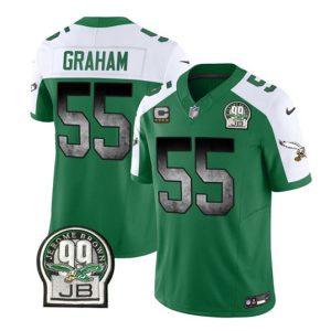 Men Philadelphia Eagles #55 Brandon Graham Green/White 2023 F.U.S.E. With 4-star C Patch Throwback Vapor Untouchable Limited Football Stitched Jersey