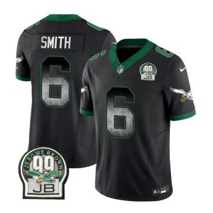 Men Philadelphia Eagles #6 DeVonta Smith Black 2023 F.U.S.E. Throwback Vapor Untouchable Limited Football Stitched Jersey