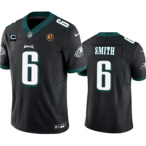 Men Philadelphia Eagles #6 DeVonta Smith Black 2023 F.U.S.E. With 1-star C Patch And John Madden Patch Vapor Limited Football Stitched Jersey