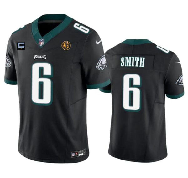 Men Philadelphia Eagles #6 DeVonta Smith Black 2023 F.U.S.E. With 1-star C Patch And John Madden Patch Vapor Limited Football Stitched Jersey