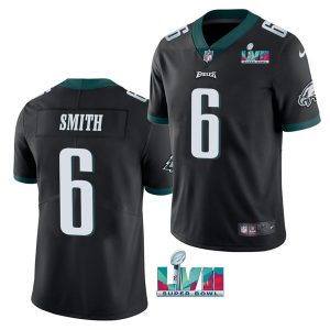 Men Philadelphia Eagles #6 DeVonta Smith Black Super Bowl LVII Patch Vapor Untouchable Limited Stitched Jersey