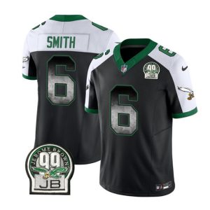 Men Philadelphia Eagles #6 DeVonta Smith Black/White 2023 F.U.S.E. Throwback Vapor Untouchable Limited Football Stitched Jersey