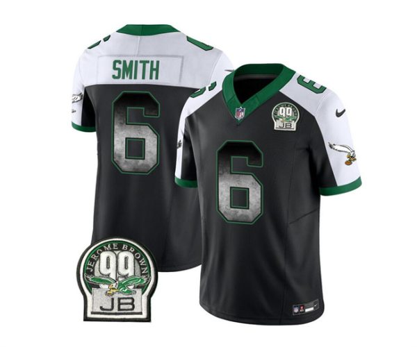 Men Philadelphia Eagles #6 DeVonta Smith Black/White 2023 F.U.S.E. Throwback Vapor Untouchable Limited Football Stitched Jersey